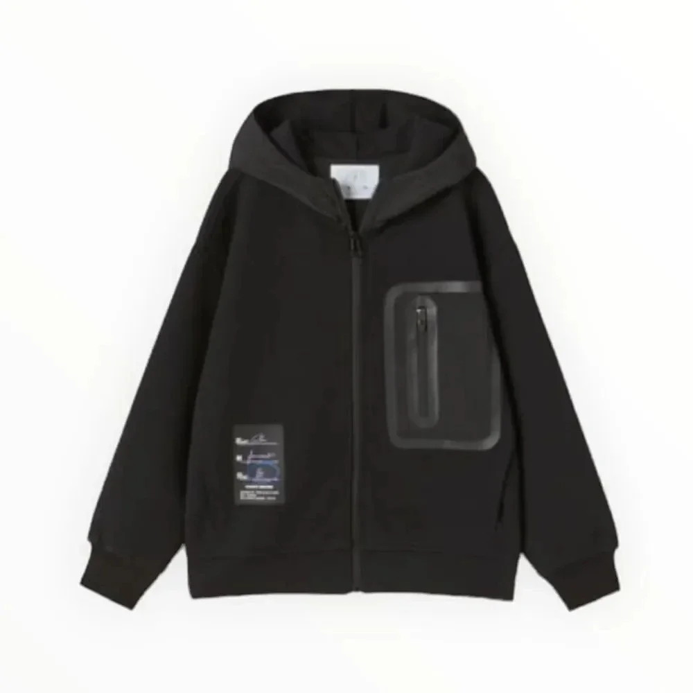 Zara Boys Black Zip Up Hoodie Jacket NWT Sizes 14